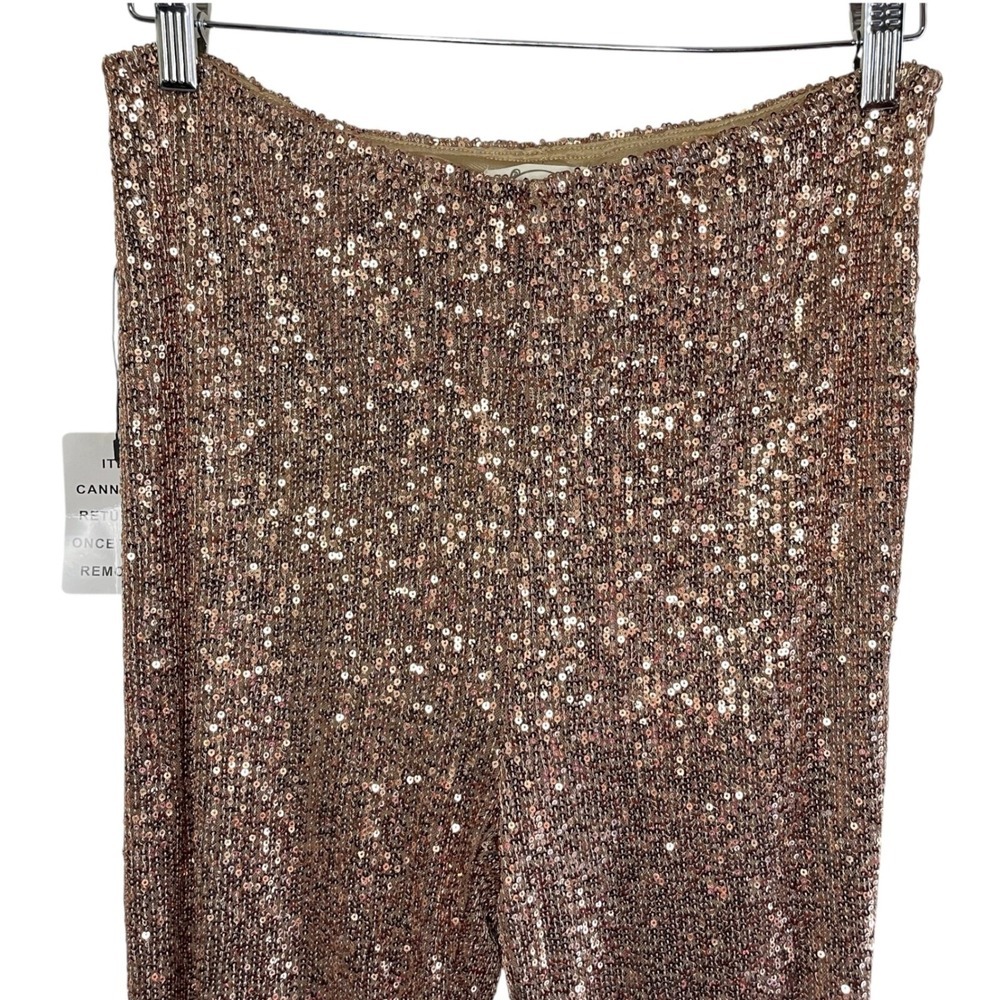 Joyfolie Gold Sequin Flare Pants - Picture 5 of 8